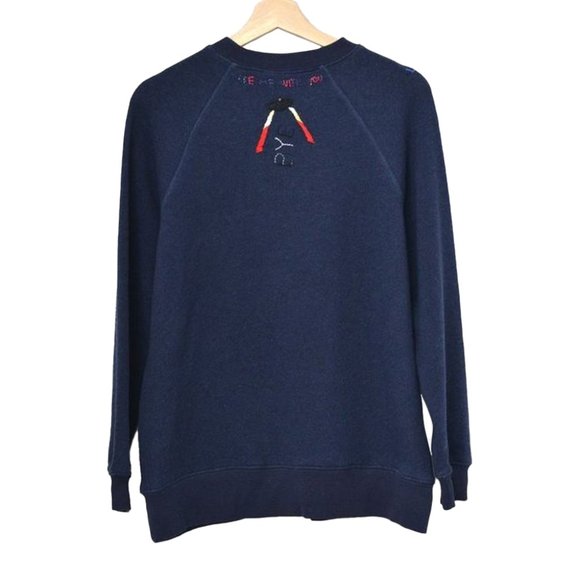 I Stole My Boyfriend's Sweatshirt Navy Blue Cosmic UFO Women’s Size M/L - Picture 2 of 5